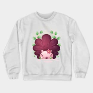 Cute hedgehog with flower Crewneck Sweatshirt